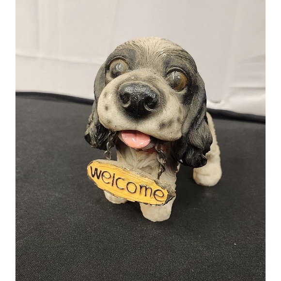 Shih Tzu Welcome Sign Collectible Dog Statue Home Decor - Picture 1 of 4